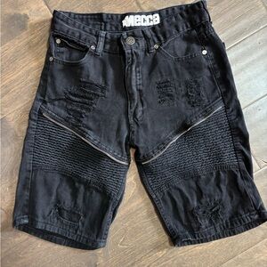Vintage Y2K Mecca Kids Black Distressed Shorts